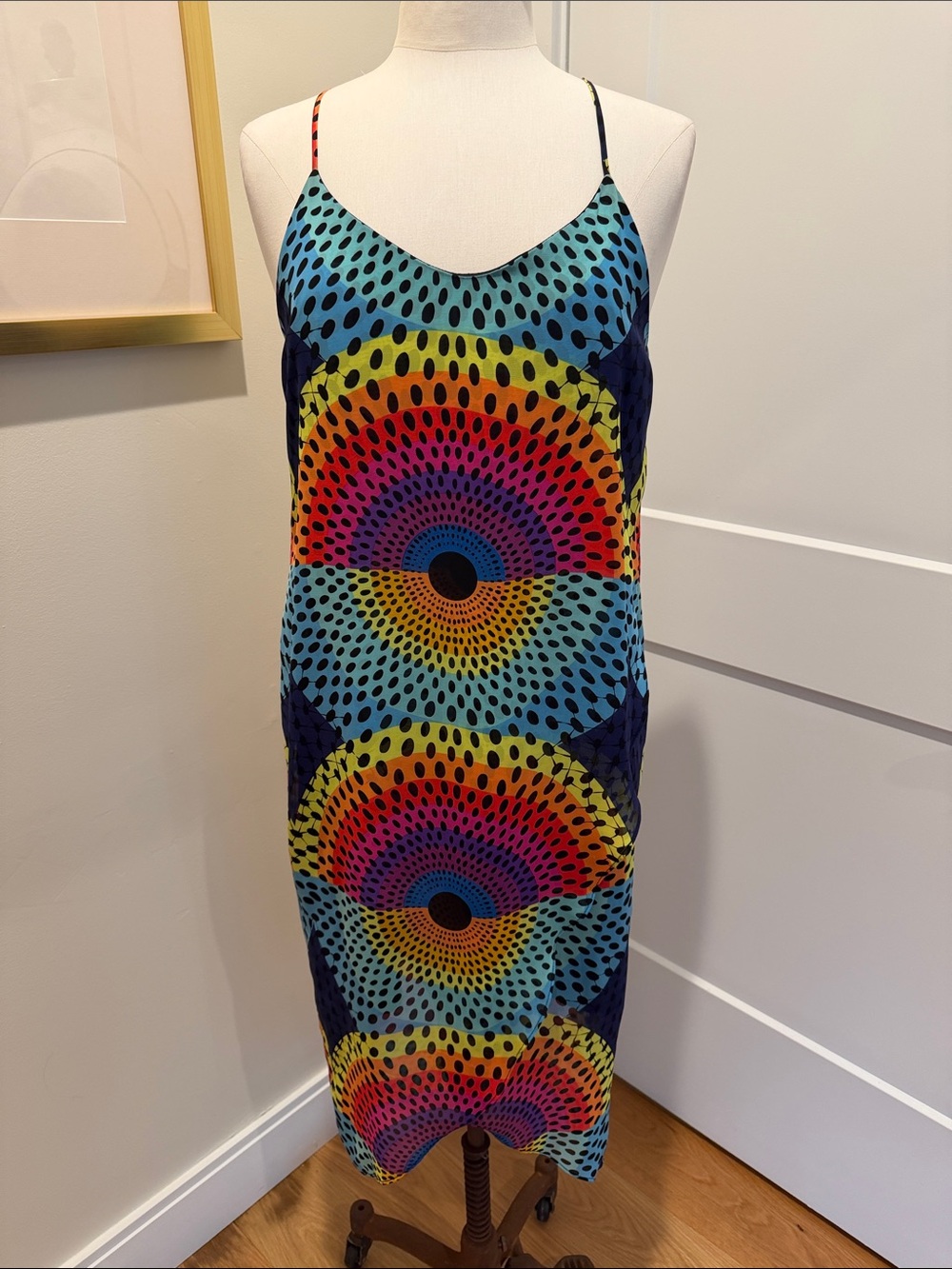 Mara Hoffman Rainbow Spiral Slip Dress in Blue, Yellow, Red